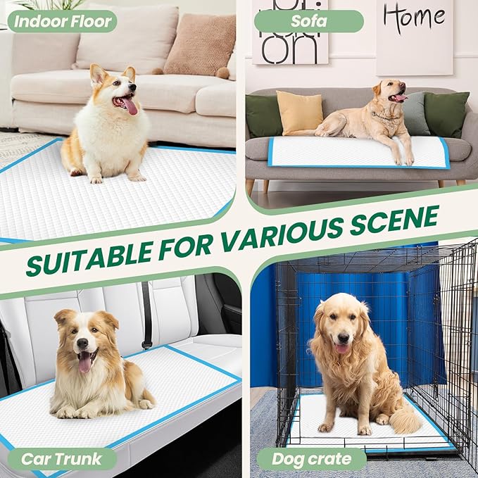100 Count Large Dog & Cat Puppy Pee Pads - 28"x30" Absorbent Potty Training Pads | Leakproof Quick-Dry Disposable Pet Pads for Puppies, Dogs & Cats | Indoor, Outdoor, Litter Box, Housebreaking Use-PurrikoPets
