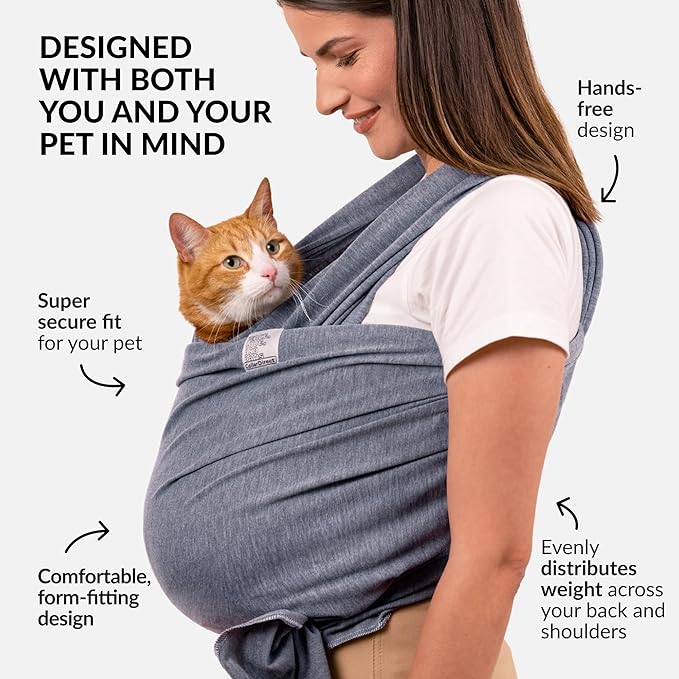 Dog Sling Carrier for Small Dogs - Anti-Anxiety Cat Sling, Puppy Pouch - Pet Sling in Gray Black Blue Green Pink Yellow (Gray, Standard)-PurrikoPets