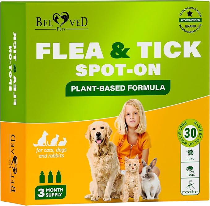 Flea and Tick Prevention for Small Dogs & Cats, Rabbits - Natural Flea Treatment & Pest Control - Topical Flea & Mosquito Repellent for Puppy and Kitten - All Pets-PurrikoPets