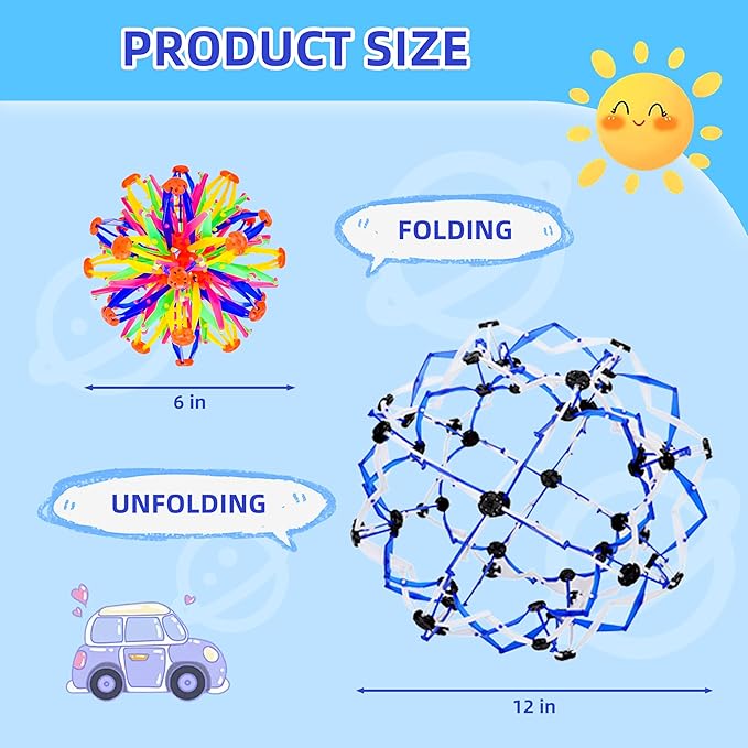 2Pcs Colorful Sphere Expandable Breathing Balls Fidget Toy-Great Anxiety Stress Reliever,Collapsible Expanding Magic Ball Toys for Kids & Adults Mindfulness Meditation Practices , Yoga -ADHD-PurrikoPets