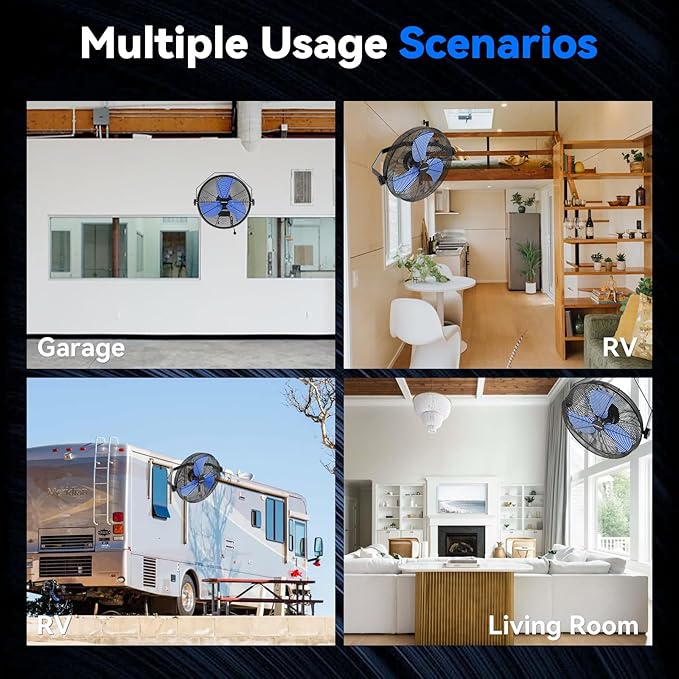 4580 CFM 18 inch High Velocity Wall Mounted Fan, 3-Speed Metal Fan with Sealed Motor, 360 Degree Tliting Heavy Duty Wall Fan for Patio, Barn, Garage, and Gazebo - UL listed-PurrikoPets