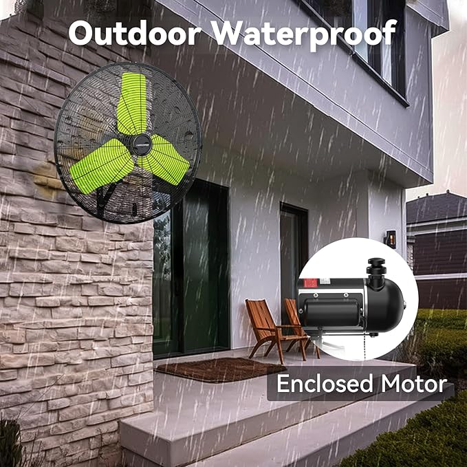 24 Inch 9500 CFM Waterproof Wall Fan Pro Series - Outdoor High Velocity Wall Mount Fan with Enclosed Motor for Residential, Warehouse, Patio, Shop, Garage, Barn UL Safety Listed-PurrikoPets