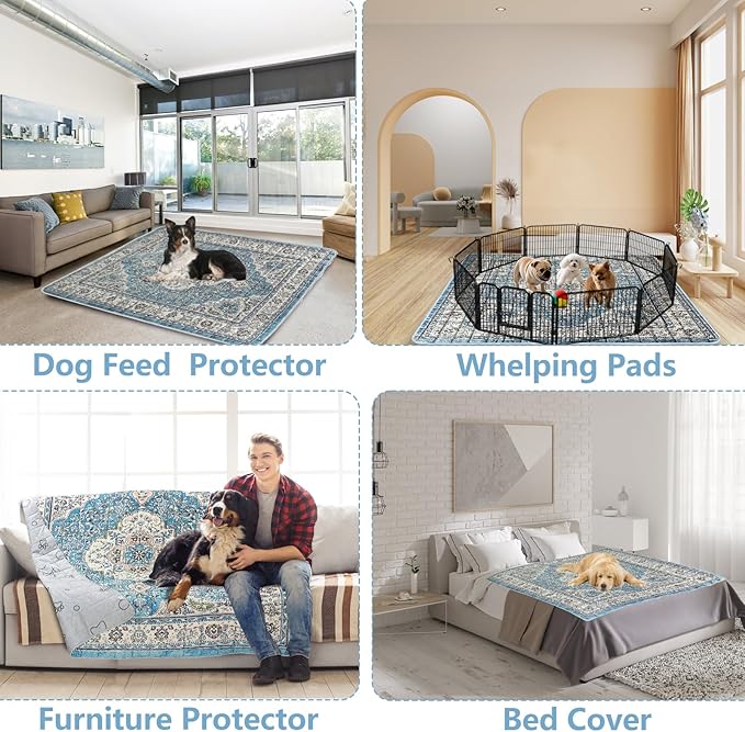 Extra Large Washable Pee Pads for Dogs (72"x72"), Upgrade Reusable Puppy Pads with Non-Slip Rug Pad, Super Thickening Absorbent Leakproof Dog Traning Pads Whelping Pad for Dogs, Doggie-PurrikoPets