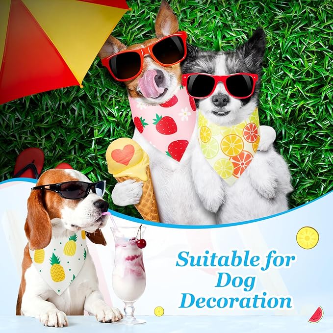 100 Pcs Fruit Dog Bandanas Bulk Summer Bandanas for Dogs Hawaiian Soft Bibs Adjustable Triangle Scarf for Small Medium Large Pet Costume-PurrikoPets