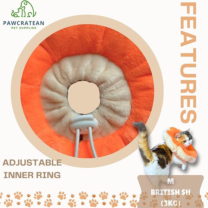 Adjustable Comfy Flower Style Elizabeth Collar for Cats Puppies Soft Recovery Cone Pet Protective Neck Collar (Orange, Samll)-PurrikoPets