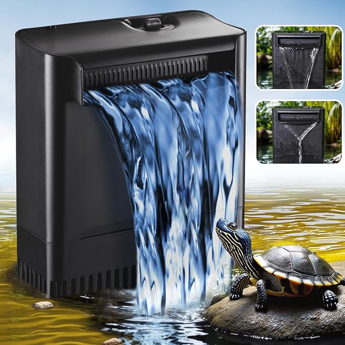 290GPH Turtle Tank Filter for 40-85 Gallon, Turtle Filter Low Water Level Available and Flow Adjustable, Turtle Water Filter for Shrimps Amphibians Turtle Tank Saltwater Freshwater Crystal Clear-PurrikoPets