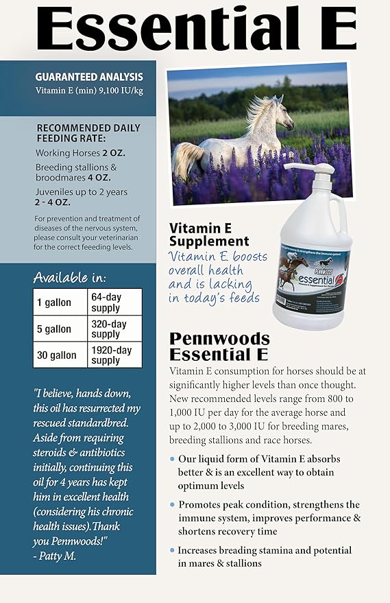 Essential E: Equine Vitamin E Supplement for Horse Health, Performance, Recovery & Nutrition - 1 Gallon-PurrikoPets