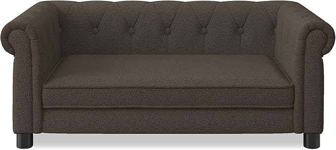 Dog Sofa Couch for Medium to Large Dogs, Memory Foam Pet Sofa Couch with Washable Fabric, Durable Elevated Dog Bed with Legs, Removable Cushion for Medium and Large Dogs, Dark Brown-PurrikoPets