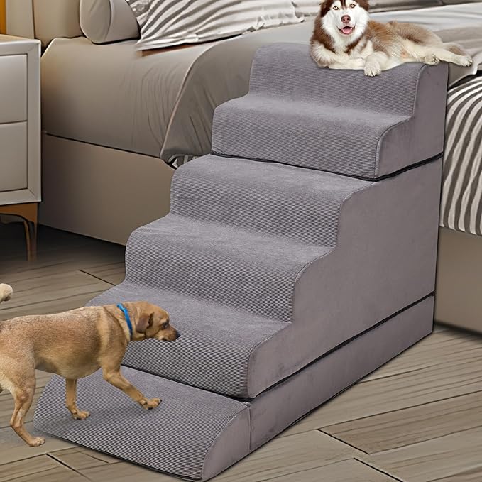 24-30inches High Dog Stairs & Steps for High Beds Tall, LitaiL 29inch 6 Steps Pet Stairs/Steps for High Beds Large Dogs, Non-Slip Dog Ramps for Small Dogs, for Older Cats-PurrikoPets
