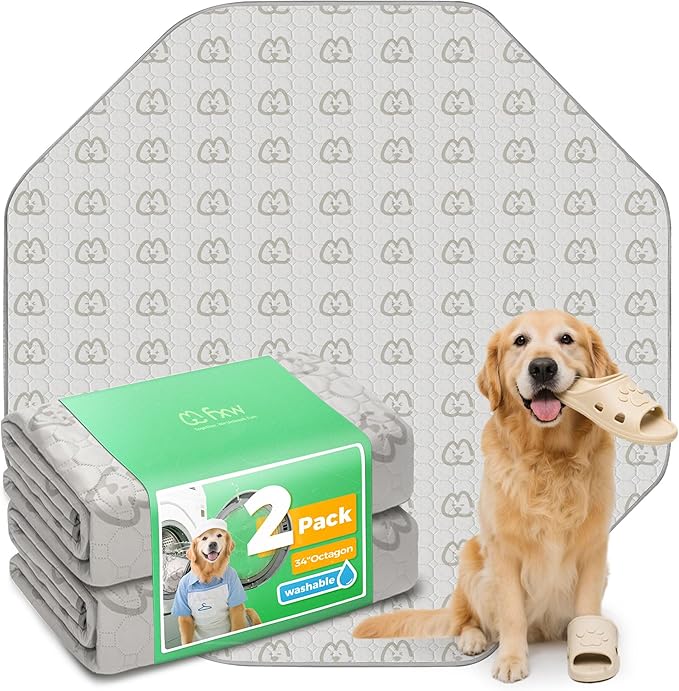 FXW Washable Pee Pads for Dogs, Puppy Pads with Super Absorbent, Specifically Designed for FXW Rollick/Homeplus 32/40/45inch 8 Panels Dog Playpen, 34" Octagon, Khaki, 2 Packs-PurrikoPets