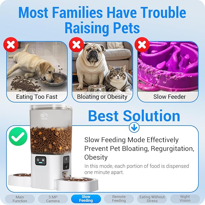 5G WiFi Automatic Cat Feeder with Two HD Camera: 7L Automatic Dog Feeder with Night Vision, Auto Cat Food Dispenser for Multiple Pet, Detachable for Easy Cleaning - 29 Cup-PurrikoPets