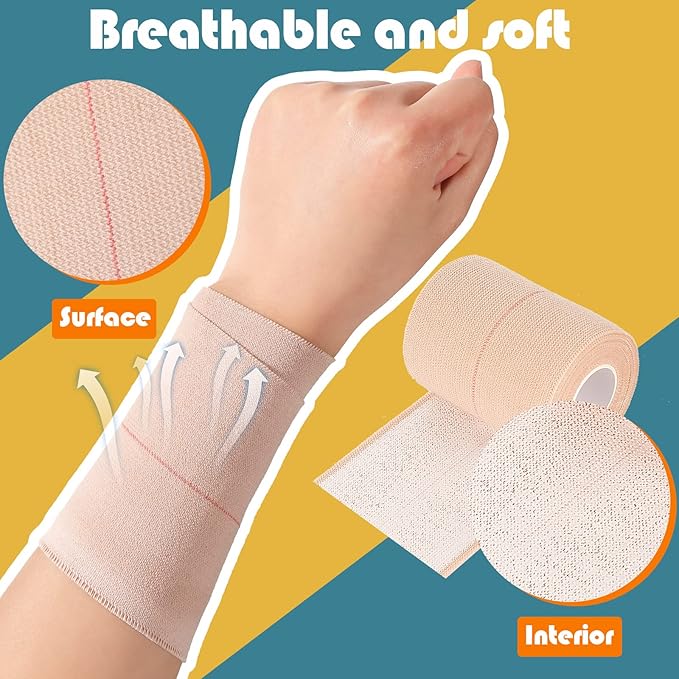 4 Rolls Elastic Tape Adhesive Elastic Tape Self Adhesive Bandage Wrap Flexible Stretch Bandages for Sports Ankle, Knee and Wrist Sprains Animal Pets, 5 Yard (3 Inch in Width)-PurrikoPets