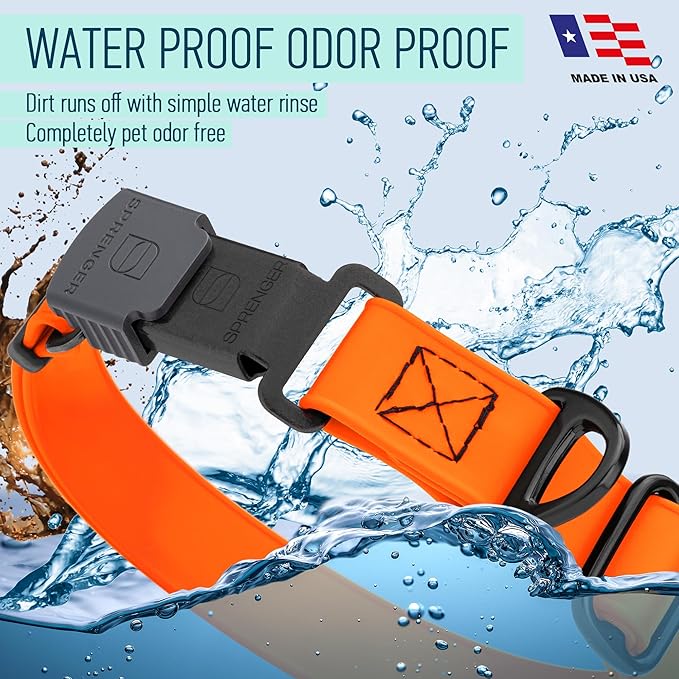 Dogline Biothane Waterproof Dog Collar with Herm Sprenger Stainless Steel Quick Release Buckle – Heavy Duty Tactical Durable Collar for Dogs – Comfortable and Safe Pet Collar, W 1" L 15-25", Orange-PurrikoPets
