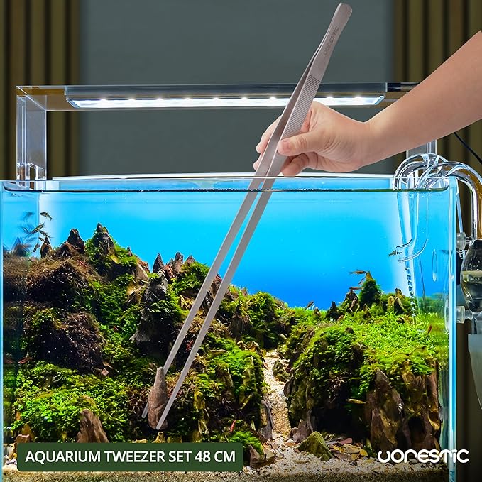 2 Pcs Heavy Duty Reptile Feeding Tongs, Aquarium Tweezers 18 Inch, Straight and Curved Extra Long Tweezers, Reptile Tongs, Aquarium Tongs, Aquarium Tweezers Extra Long-PurrikoPets