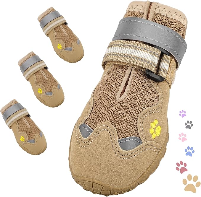 Dog Shoes for Large Medium Small Dog, Mesh Breathable Dog Shoes for Hot Pavement, Anti-Slip Dogs Boots Paw Protectors with Reflective for Outdoor Walking Indoor Hardfloors (Size 8)-PurrikoPets
