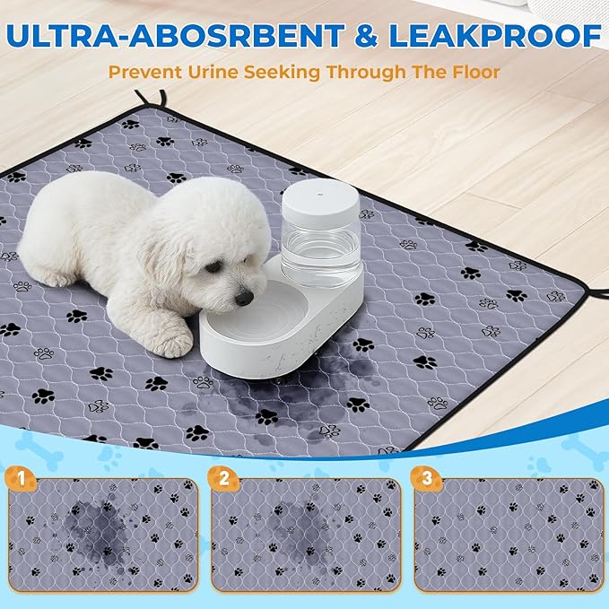 Fostanfly Washable Dog Pee Pads Extra Large 72''x80'' Instant Absorb Training Pads, Non-Slip Pet Playpen Mat Waterproof Reusable Floor Mat for Puppy/Senior Dog, Housebreaking & Incontinence-PurrikoPets
