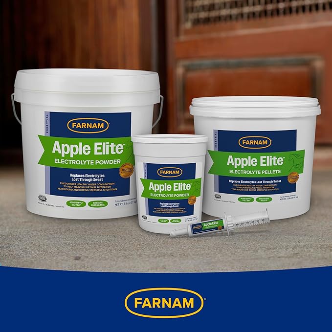 Farnam Apple Elite Electrolyte Supplement for Horses, Replaces Vital Minerals, Encourages Hydration, No Added Sugar, 7.5 lb, 40 Day Supply-PurrikoPets