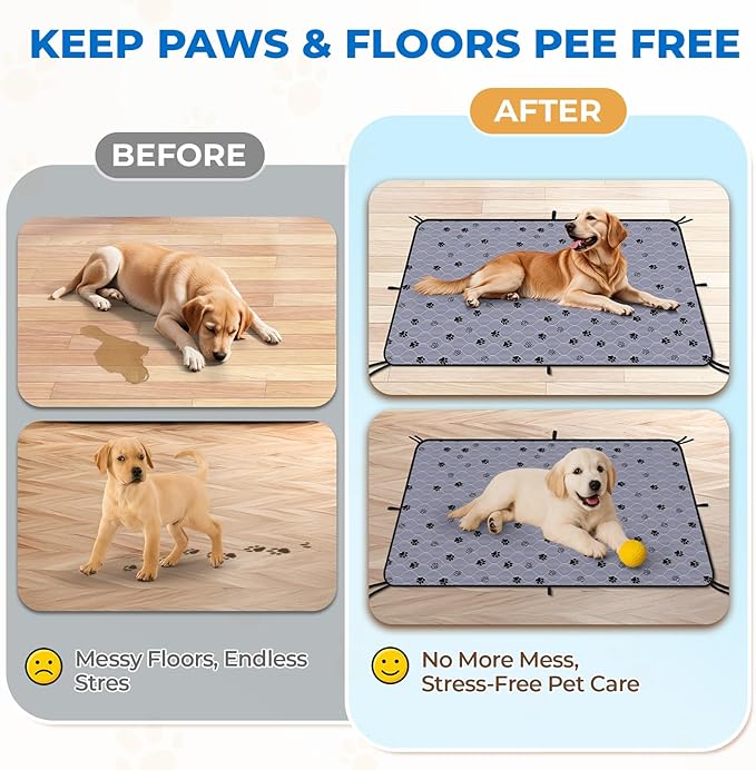 Fostanfly Washable Dog Pee Pads, 2 Pack 36''x72'' Non Slip Reusable Puppy Pee Pads with Great Urine Absorption, Dog Mats for Whelping, Potty, Pet Training-PurrikoPets