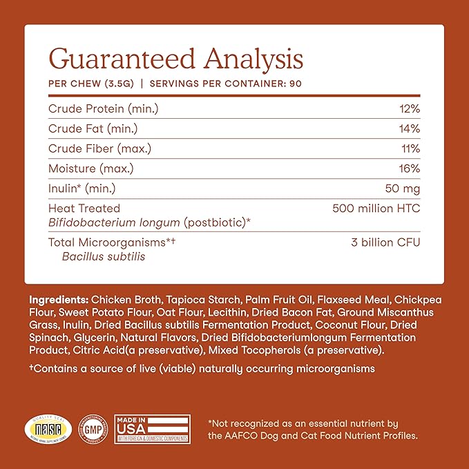 Fera Pets Probiotics for Dogs with Prebiotics and Postbiotics - Full Spectrum Gut Health Support - Promotes a Balanced Gut Microbiome - Boosts Immune Health - 90 Soft Chews-PurrikoPets