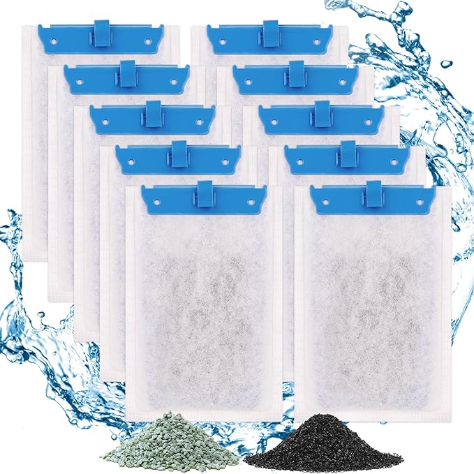 fishkeeper 10 Pack Medium Filter Cartridges Compatible with Tetra Whisper Bio-Bag Filters Replacement Filter Cartridges for Whisper Filters 10i / IQ10 / PF10 and TetraFauna ReptoFilter(Ready to Use)-PurrikoPets