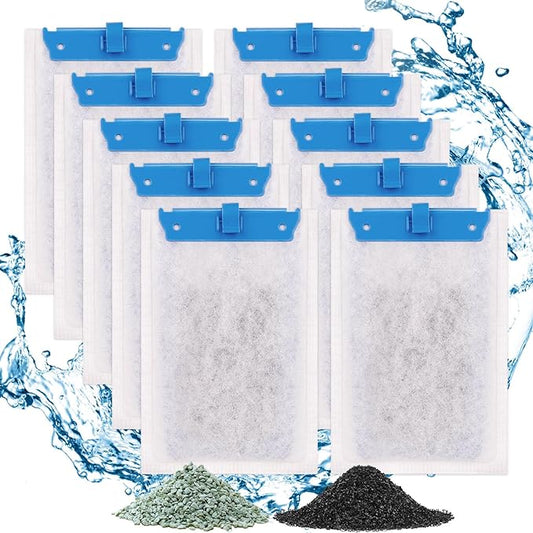 fishkeeper 10 Pack Medium Filter Cartridges Compatible with Tetra Whisper Bio-Bag Filters Replacement Filter Cartridges for Whisper Filters 10i / IQ10 / PF10 and TetraFauna ReptoFilter(Ready to Use)-PurrikoPets