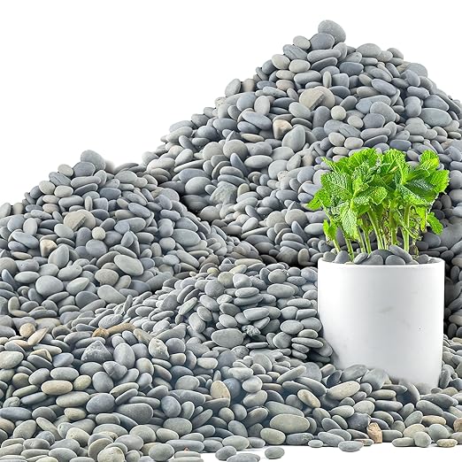 45 LB Mexican Beach Pebbles, 0.4-1 Inch Natural Unpolished Bulk Rocks, Decorative River Rocks for Landscaping Garden Paving Plant, Rocks for Walkways and Outdoor Decorative Stone, Grey-PurrikoPets