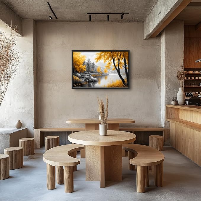 Framed Large Tree Wall Art for Living Room, Oversized Zen Trees Wall Decor, Black and Golden Forest Canvas Pictures Home Decoration for Living Room Bedroom Office 36"x24"-PurrikoPets