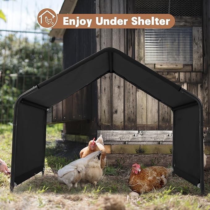 Dog Shade Shelter Outdoor 4'x4'x3' Tent for Large Medium Dogs, Outside Sun Rain Canopy Pet House for Cats Pigs Livestock with Waterproof Roof Ground Nails,Black-PurrikoPets