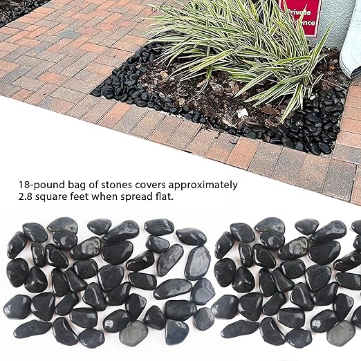 18LB 1"-2" Black River Rocks for Plants, Polished Pebbles for Garden Landscaping, Planters, Aquariums, Vase Fillers – Indoor & Outdoor Decor-PurrikoPets
