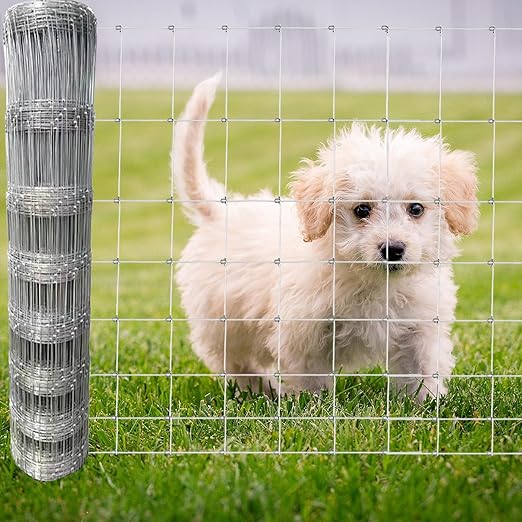 40in x 100ft Galvanized Wire Fence, Hog Goat Fencing Garden Fencing Roll, Heavy Zinc Coating Metal Wire Mesh for Yard Vegetable Plant Protection Poultry Netting-PurrikoPets