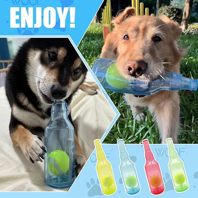 Dog Squeaky Chew Toy,Floating TPR Water Bottle Toys-Small Medium Large Breeds - Training Fetch -Indoor Outdoor Pool Beach Blue M-PurrikoPets