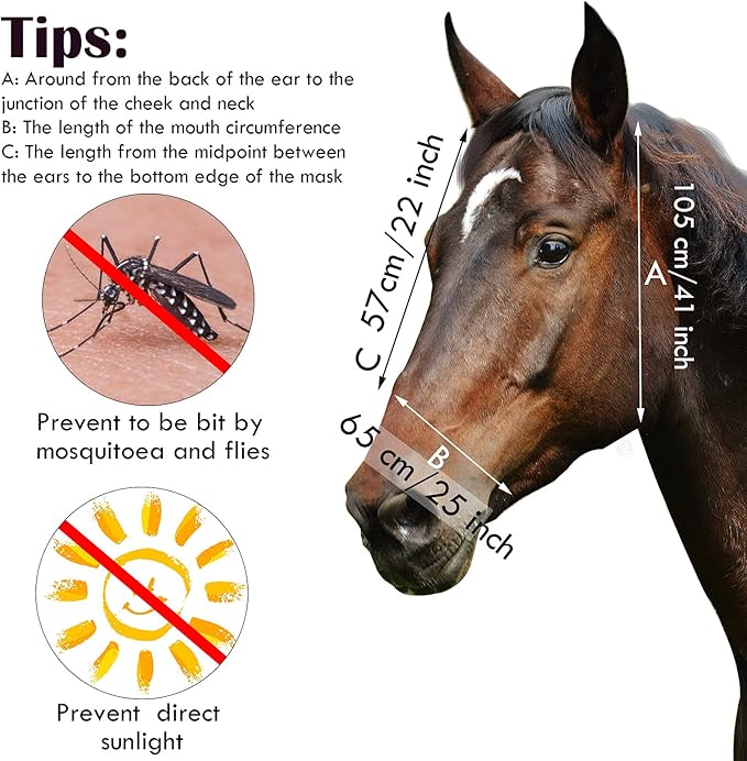 Frienda 4 Pieces Horse Fly Masks with Ears Face Covering UV Protection from Insect Pests Elasticity Smooth Comfortable Mesh Horse Mask Accessories(Geometric,Large)-PurrikoPets