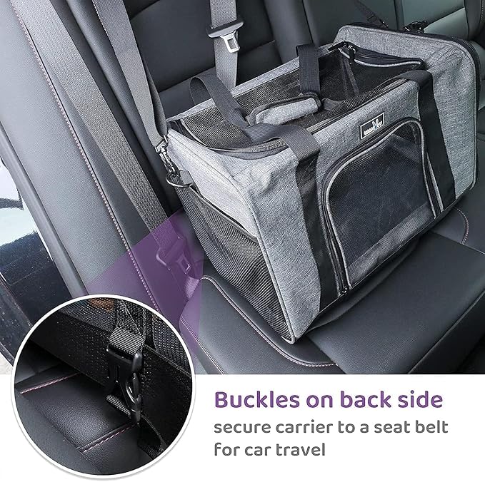 Airline Approved Pet Carrier, Collapsible Cat Carrier, Expandable Dog Carrier, 900D High Density Oxford Cloth, Wear-Resisting, Anti Tearing, Safety Lock Zipper, Reflective Tape-PurrikoPets