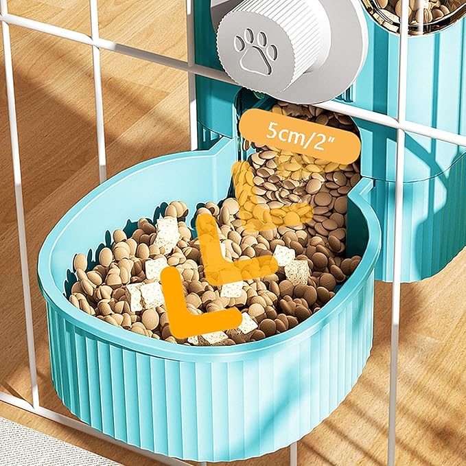 GKYZBB Hanging Automatic Food Water Dispenser,Rabbit Feeder Guinea Pig Water Bottle Food Feeder for Ferret Guinea Pig Rabbit Bunny Cage Accessories (Blue, 520ml+1200ml)-PurrikoPets