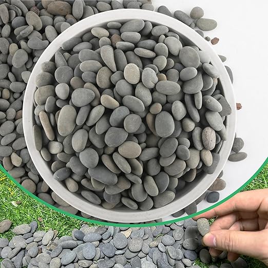 7LB River Rocks Mexican Beach Pebbles for Garden Landscape Plants Paving Grey (1Inch)-PurrikoPets