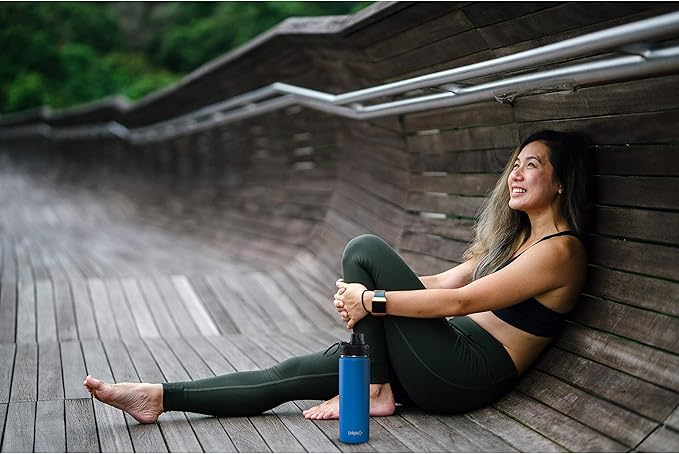 DRINCO Stainless Steel Water Bottle Spout Lid Vacuum Insulated Double Wall Water Bottle Wide Mouth (40oz 32oz 22oz 18oz 14oz) Leak Proof Keeps Cold or Hot (22 oz, 22oz Royal Blue)-PurrikoPets