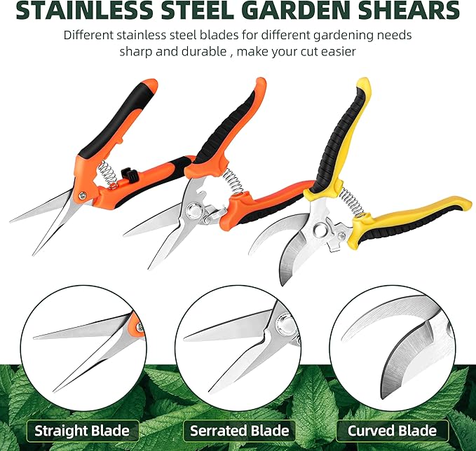 3-Pack Stainless Steel Pruning Shears, Pruning Snips and Clippers for Gardening-PurrikoPets