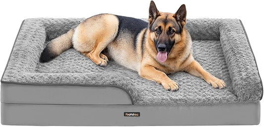 Feandrea Orthopaedic Dog Bed for Large Dogs, Waterproof Dog Sofa Bed with Removable Washable Cover, 48 x 35 x 7 Inches, Dove Gray UPGW254G01-PurrikoPets