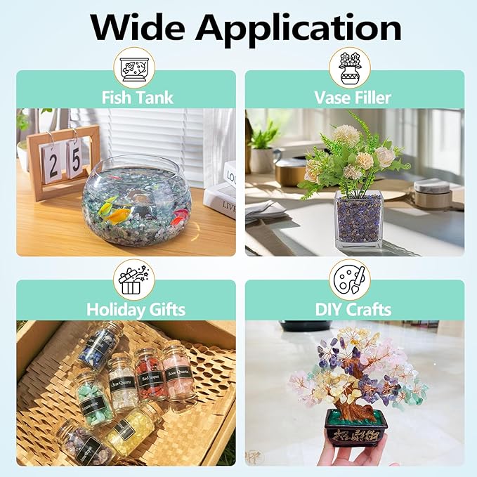 3 Lb Blue Agate Polished Tumbled Stones Chips, Aquarium Gravel Rocks Natural Decorative Pebbles Marbles for Aquarium, Vase Fillers, Succulent Plants Decor-PurrikoPets