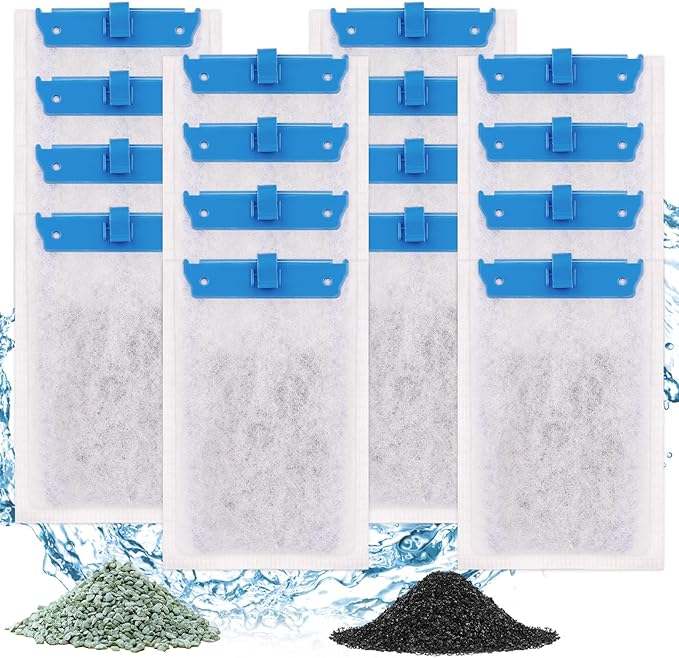 fishkeeper 16 Pack Medium Filter Cartridges Compatible with Tetra Whisper Bio-Bag Filters Replacement Filter Cartridges for Whisper Filters 10i / IQ10 / PF10 and TetraFauna ReptoFilter(Ready to Use)-PurrikoPets