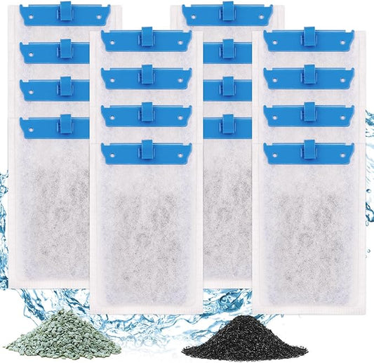 fishkeeper 16 Pack Medium Filter Cartridges Compatible with Tetra Whisper Bio-Bag Filters Replacement Filter Cartridges for Whisper Filters 10i / IQ10 / PF10 and TetraFauna ReptoFilter(Ready to Use)-PurrikoPets