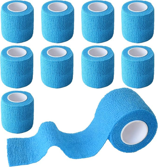 9 Pack 2" x 5 Yards Self Adhesive Bandage Wrap Self Stick Wrap for Ankle, Wrist, Finger, Sports, Breathable Cohesive Vet Tape for Pets (Light Blue)-PurrikoPets