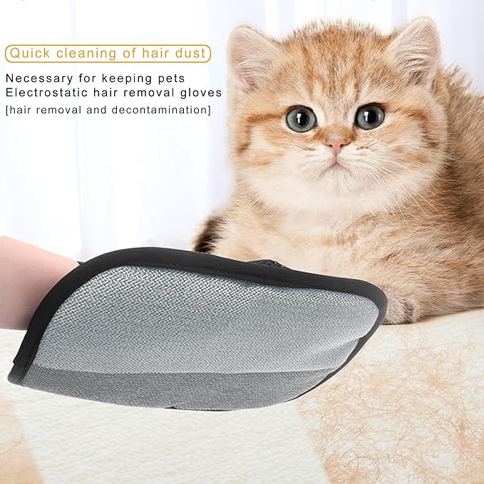 2 PCS Pet Hair Remover Glove Reusable cat and Dog Hair Remover Static dehairing Gloves for Sofas, Furniture, Carpets, car Seats, pet Grooming cat and Dog dehairing Tools-PurrikoPets