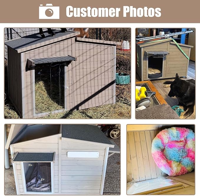 43" L Outdoor Extra Large Dog House with Removable Floor, Raised Feet, Anti-Chewing Iron Frame – Wooden Kennel with Asphalt Roof, Window for Indoor/Outdoor Use, Ideal for Medium to Large Dogs-PurrikoPets