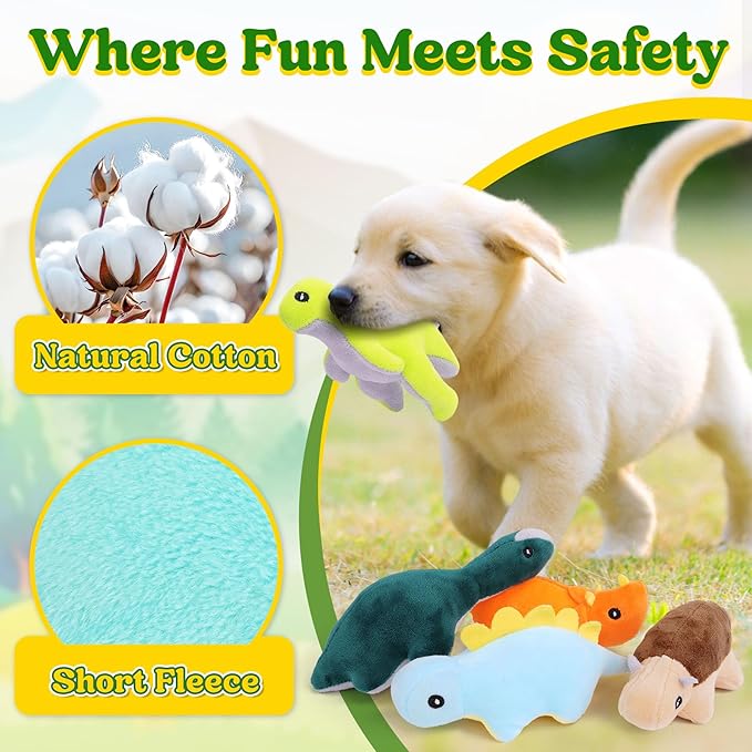 20-Pack Adorable Dinosaur Puppy Toys – Distinct Dino-Themed Squeaky Dog Toys for Small Dogs to Keep Them Busy, Interactive Chew Toys for Mental Stimulation & Gentle Teeth Cleaning-PurrikoPets