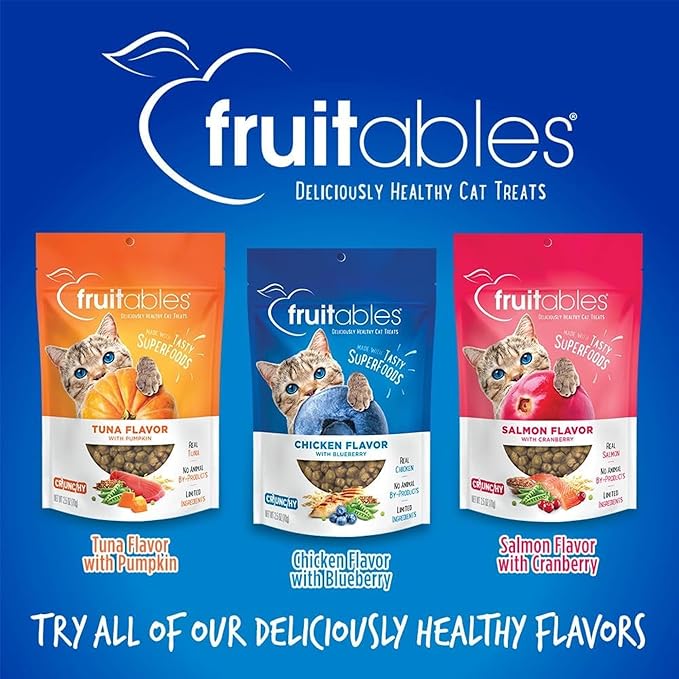 Fruitables Crunchy Low Calorie Treats Packed with Protein For Cats Healthy Free of Wheat, Corn and Soy – Made with Real Chicken with Blueberry – 2.5 Ounces-PurrikoPets