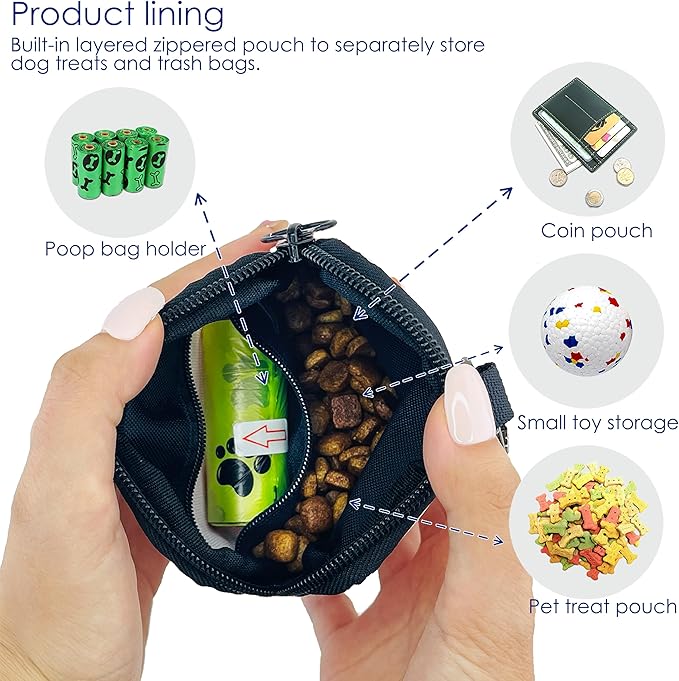 Dog Treat Pouch for Pet Walking and Training with Clicker Poop Bags Small Fanny Zipper Pack Holder for Puppy Snack Dispenser Kit for Leash and Outdoor Use (Fruit Orange)-PurrikoPets