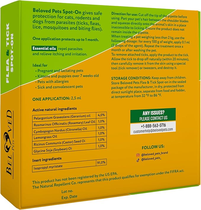 Flea and Tick Prevention for Small Dogs & Cats, Rabbits - Natural Flea Treatment & Pest Control - Topical Flea & Mosquito Repellent for Puppy and Kitten - All Pets-PurrikoPets