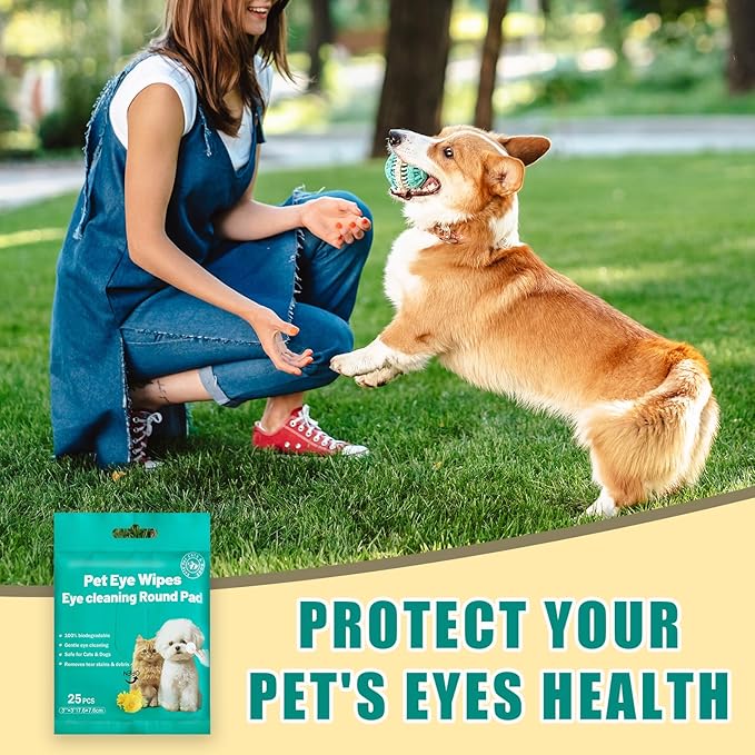 Eyes Wipes for Dogs & Cats Dog Cleaning Grooming Deodorizing Wipes Kit Wash Cleaner for Eyes Wrinkle Face Gently Remove Tear Stain Eye Debris 25pcs Unscented-PurrikoPets