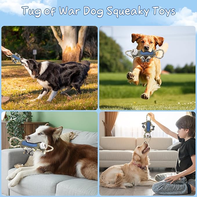 Funny Plush Dog Chew Toys, Squeaky Dog Toys, Interactive Tug of War Puppy Toys, Stuffed Dog Toys for Small, Medium and Large Dogs - Monkey-PurrikoPets